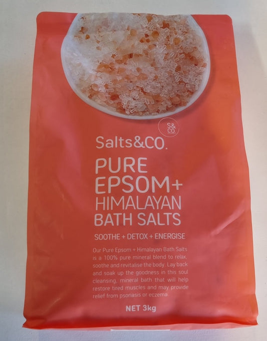 SaltsAndCo PURE EPSOM + PINK HIMALAYAN BATH SALTS 3KG