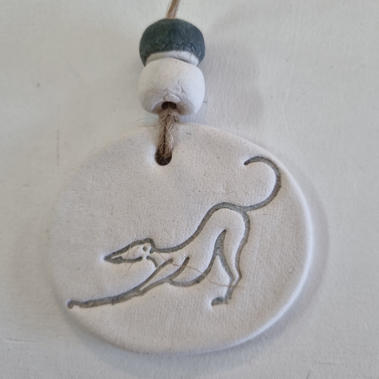 Bow Down Greyhound Handmade Embossed Clay Gift Tags