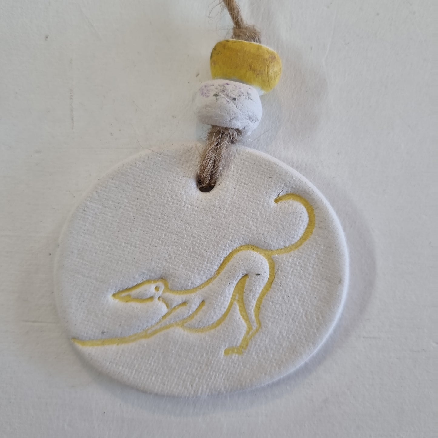 Bow Down Greyhound Handmade Embossed Clay Gift Tags