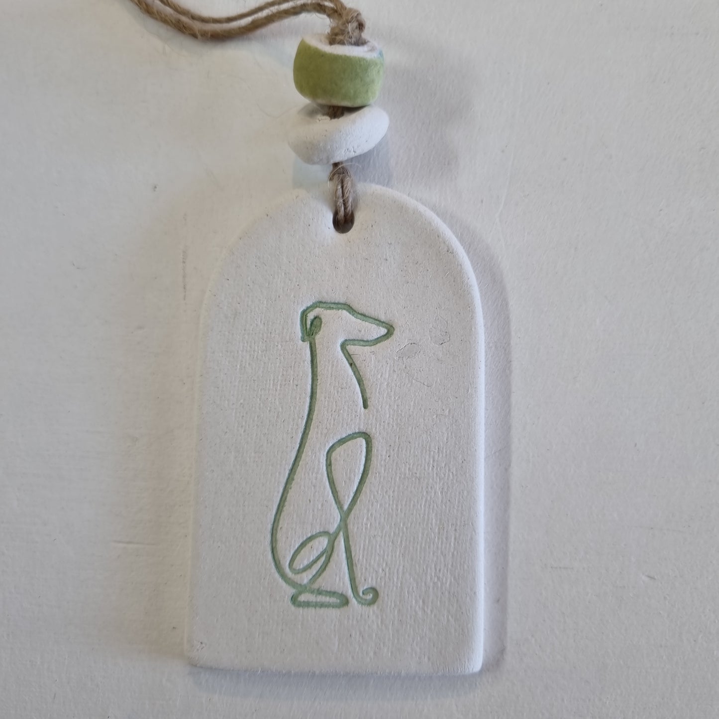 Sitting Greyhound Handmade Embossed Clay Gift Tags