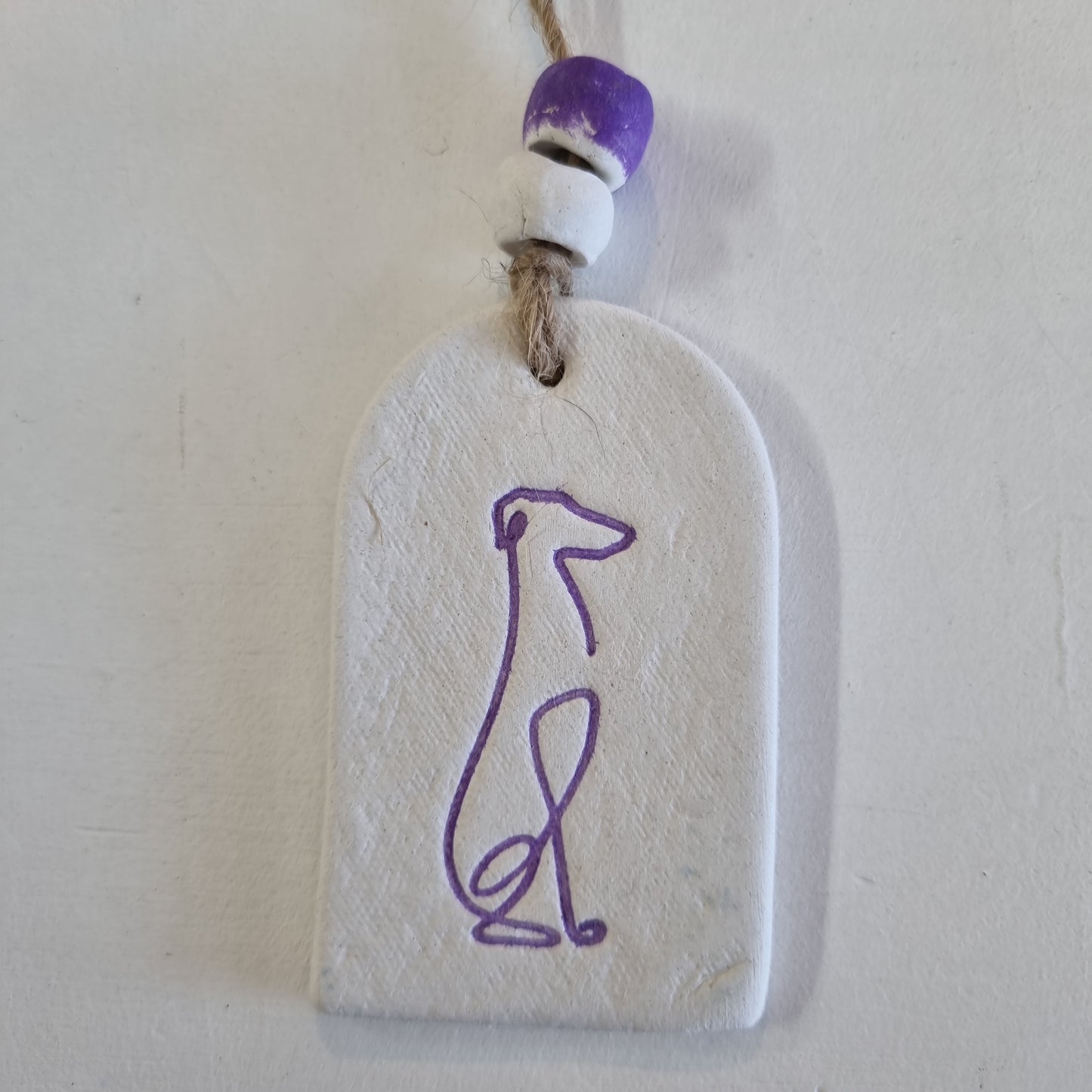 Sitting Greyhound Handmade Embossed Clay Gift Tags