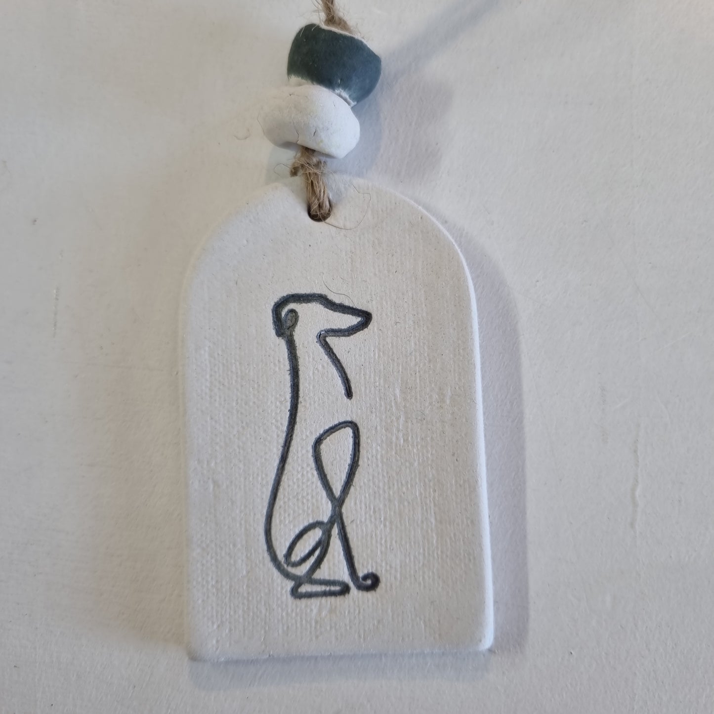 Sitting Greyhound Handmade Embossed Clay Gift Tags