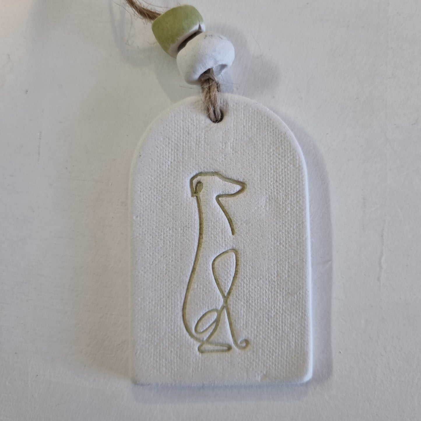 Sitting Greyhound Handmade Embossed Clay Gift Tags