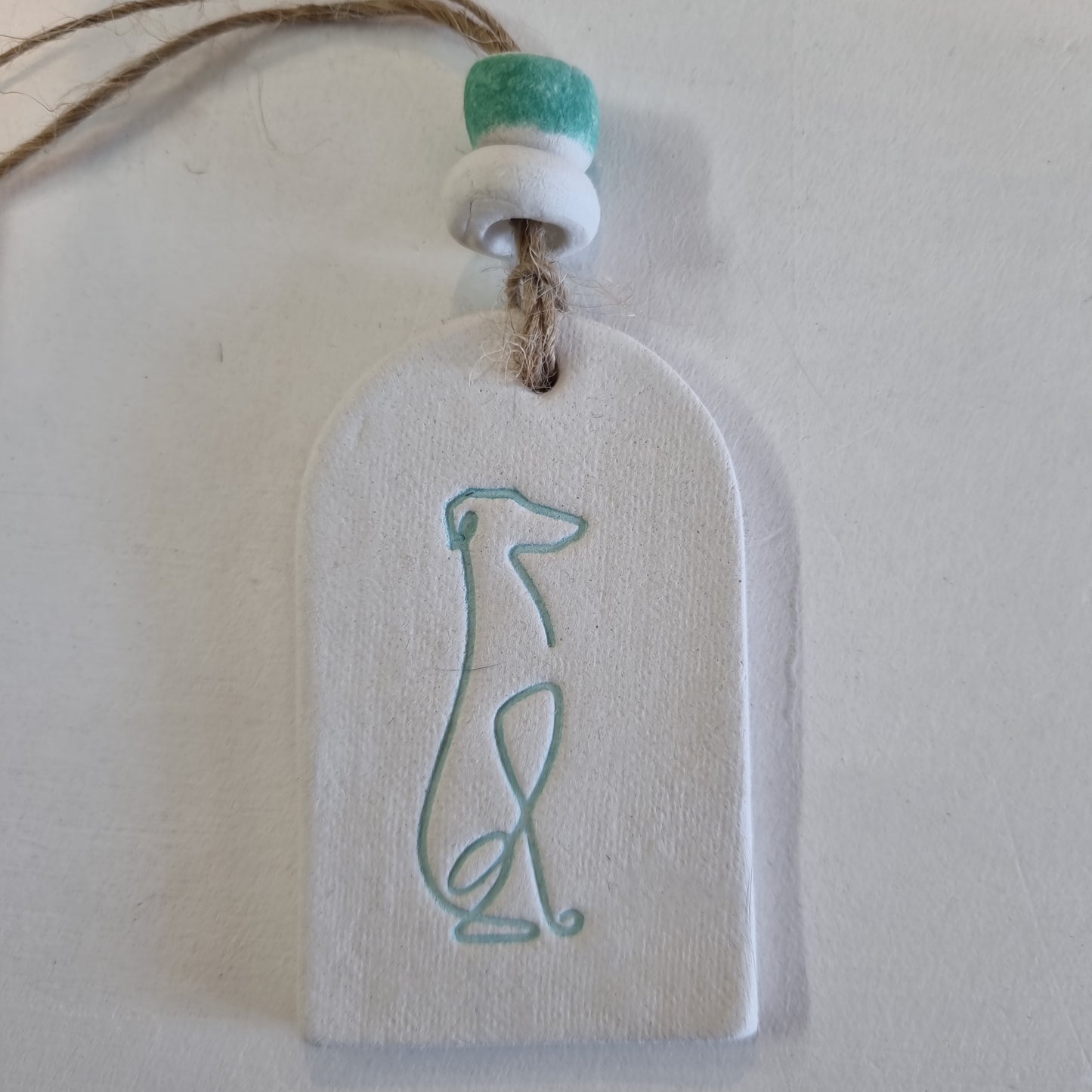 Sitting Greyhound Handmade Embossed Clay Gift Tags