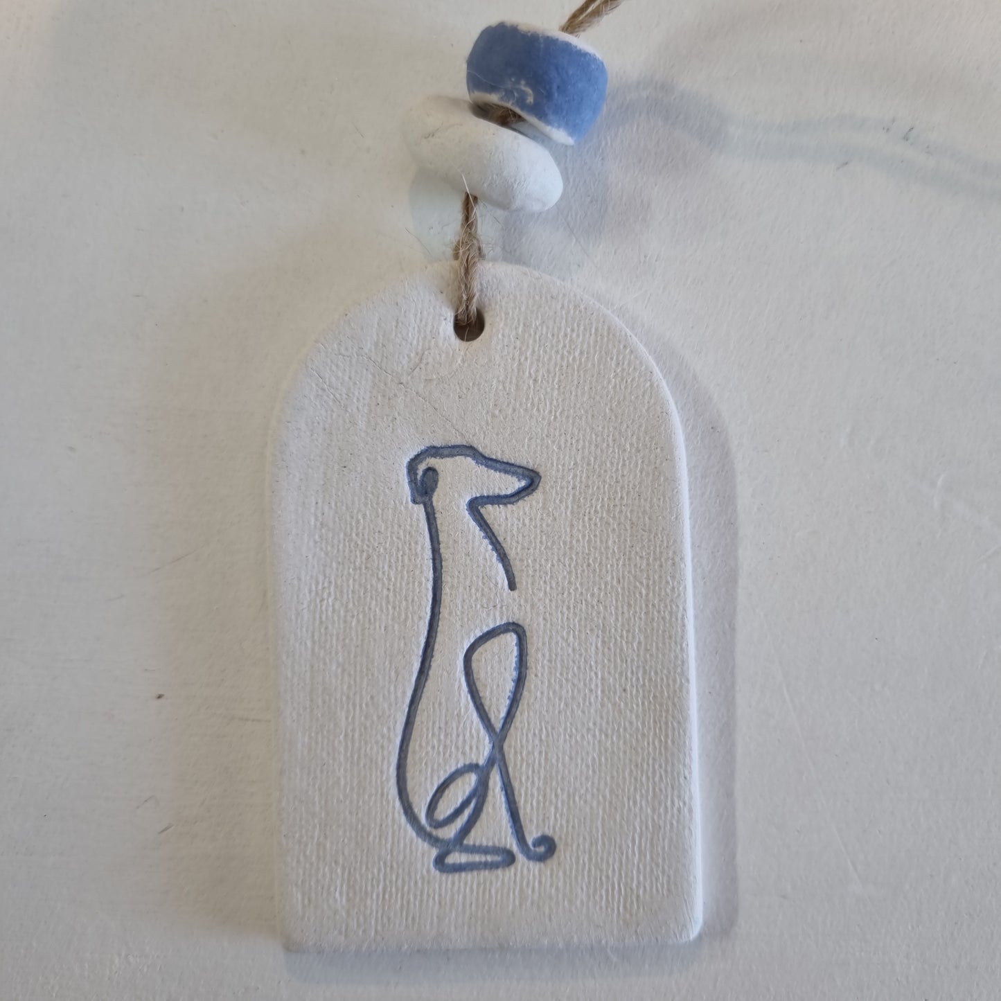 Sitting Greyhound Handmade Embossed Clay Gift Tags