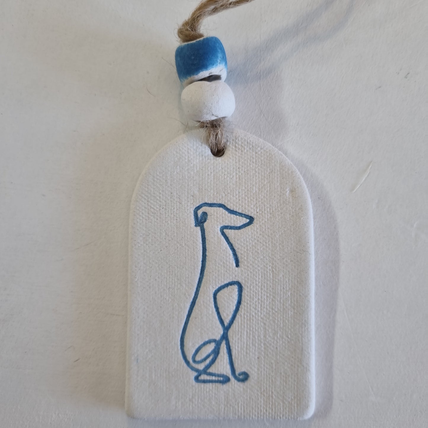 Sitting Greyhound Handmade Embossed Clay Gift Tags