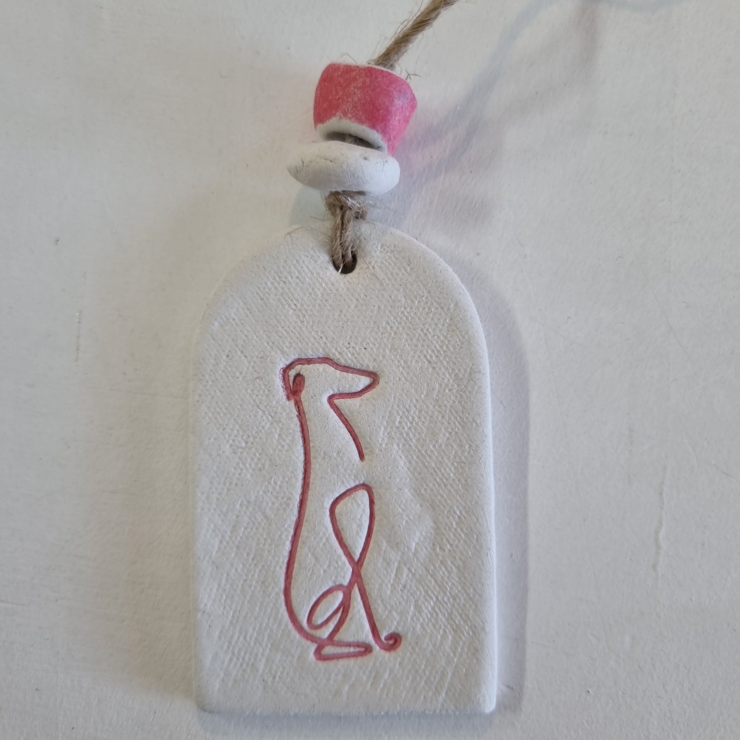 Sitting Greyhound Handmade Embossed Clay Gift Tags