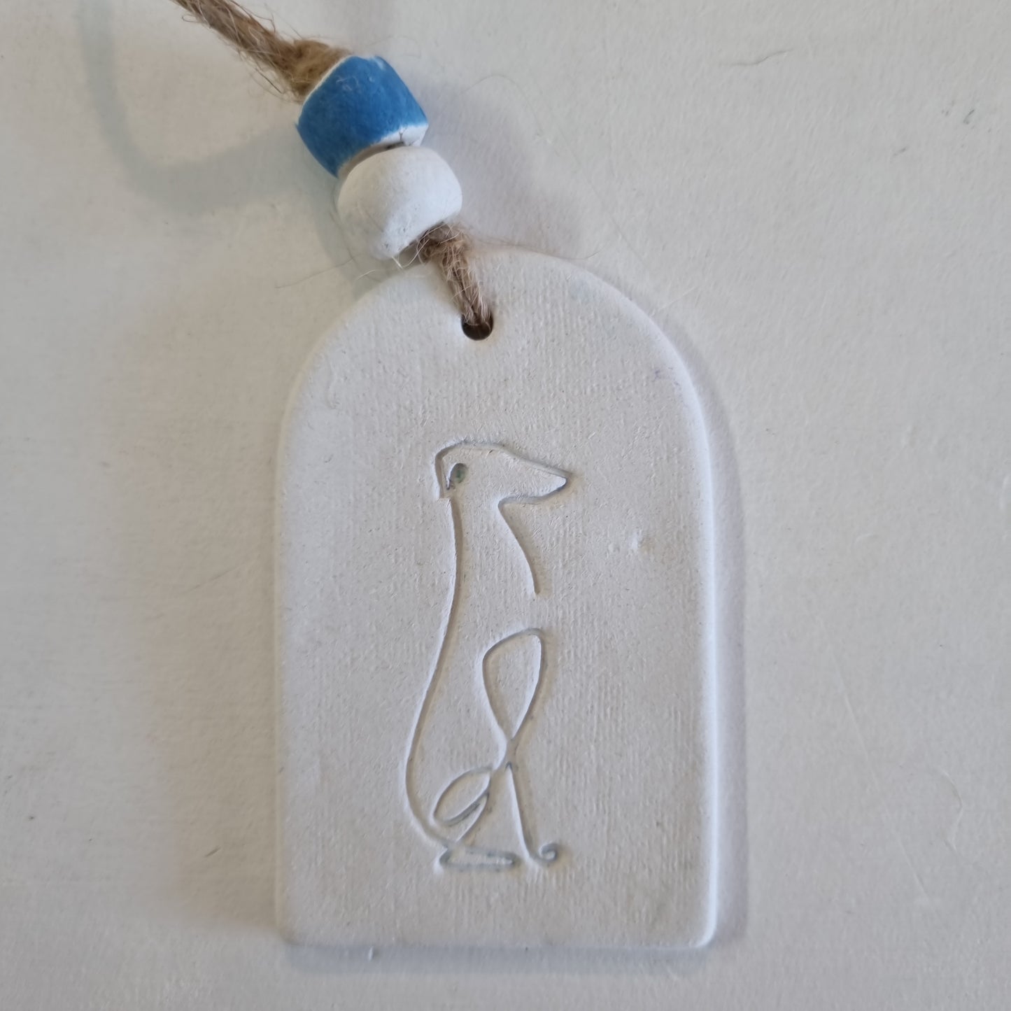 Sitting Greyhound Handmade Embossed Clay Gift Tags