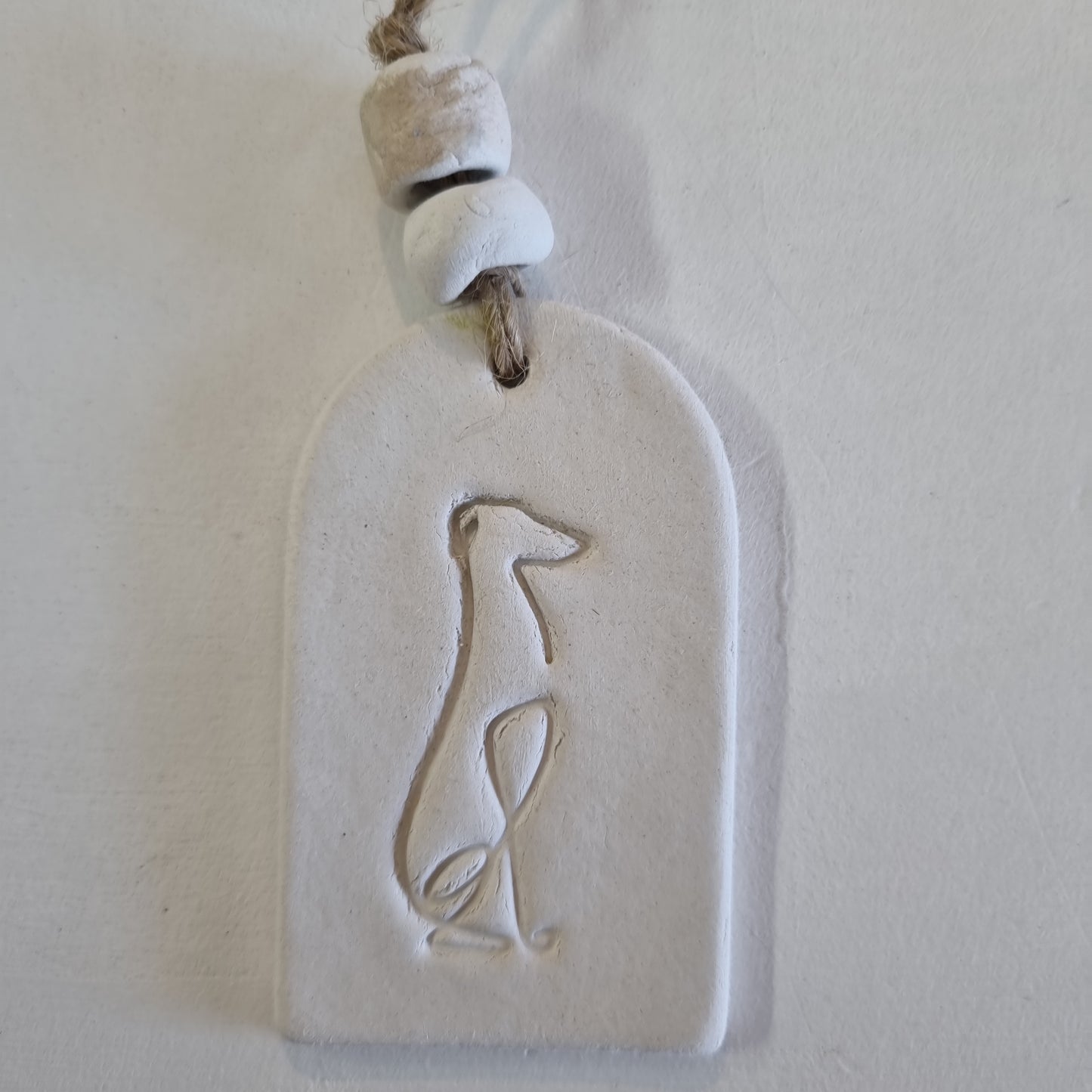 Sitting Greyhound Handmade Embossed Clay Gift Tags