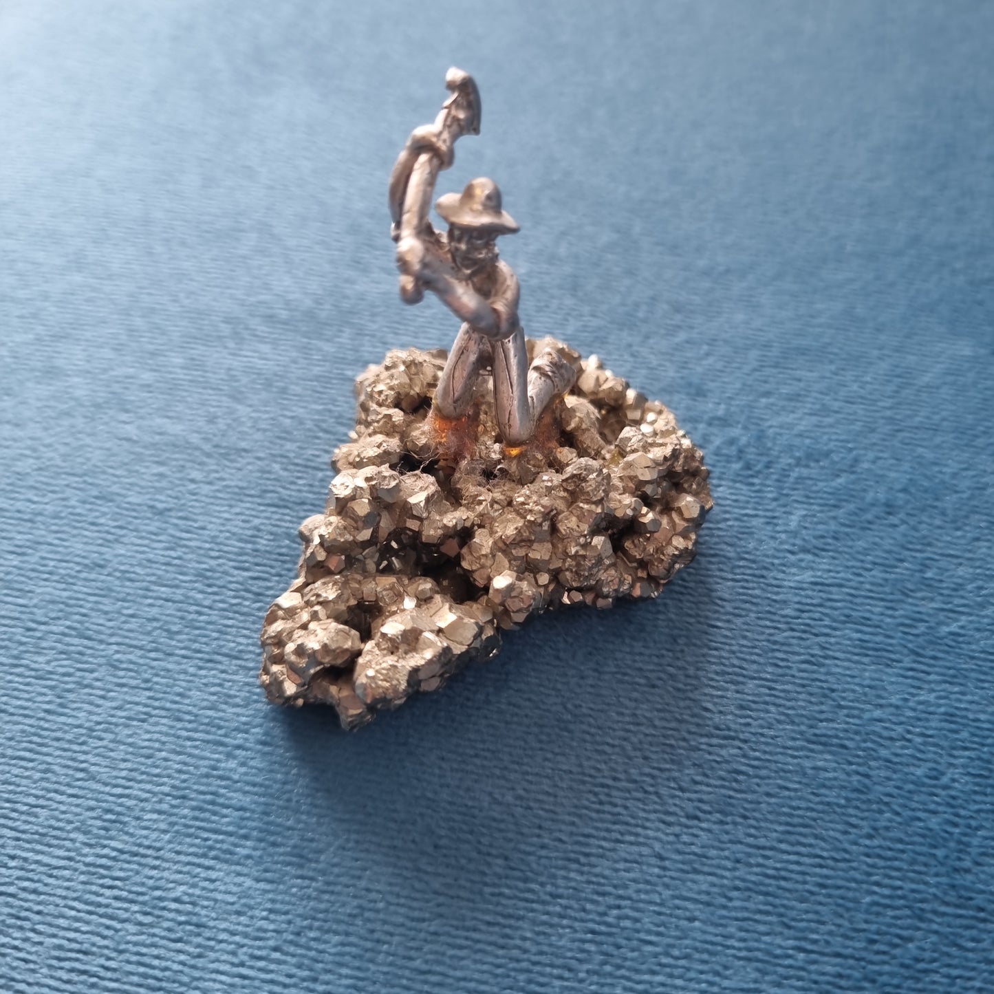 Pyrite with Pewter Miner