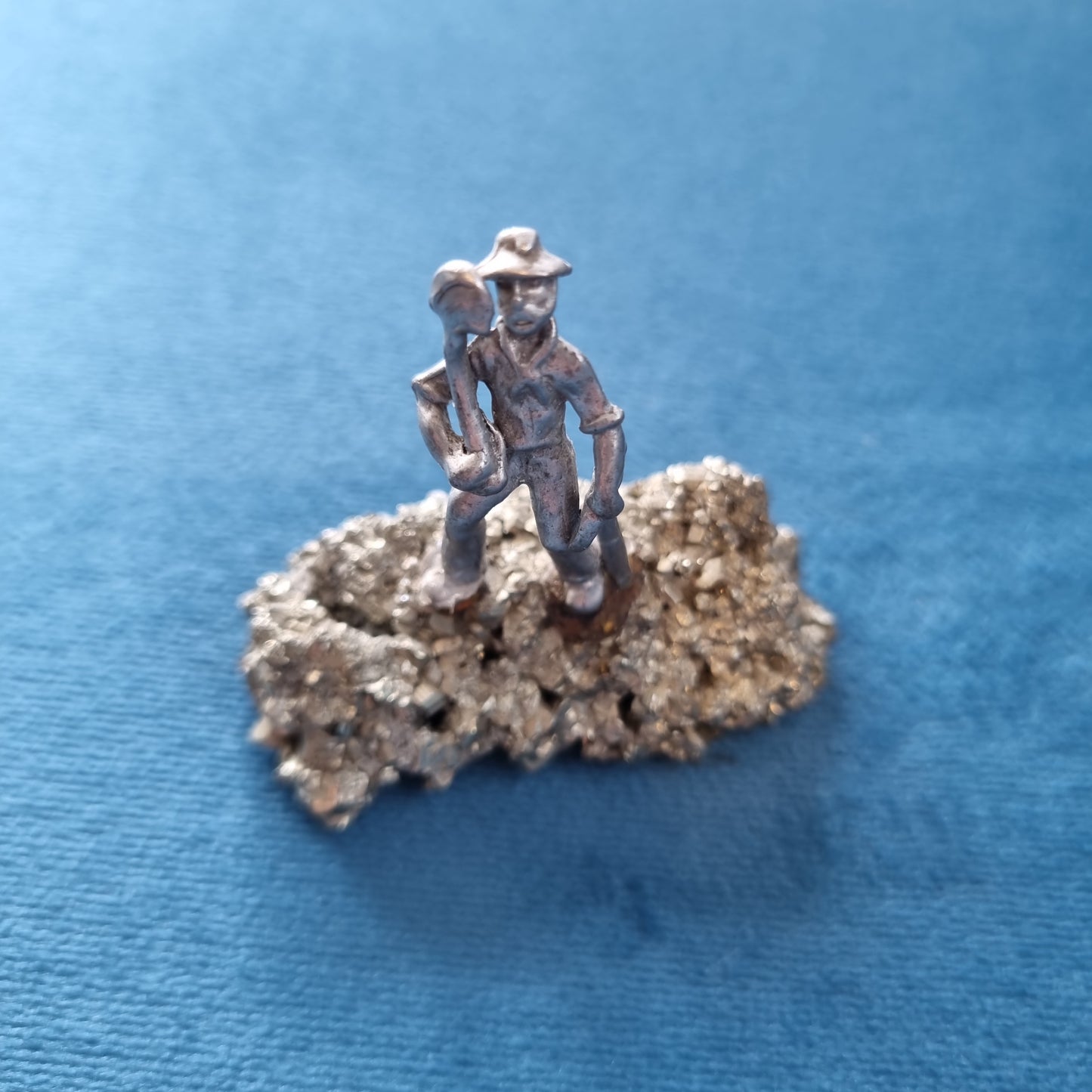 Pyrite with Pewter Miner