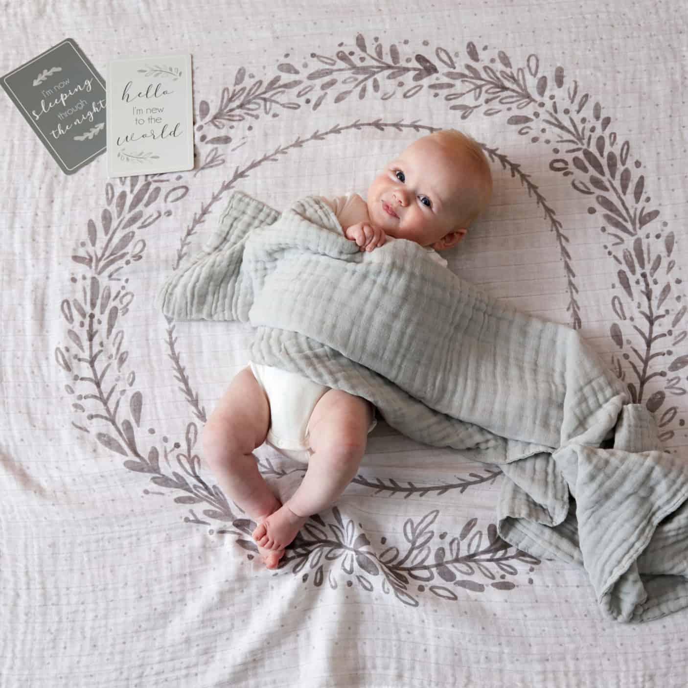 GREY WREATH MILESTONE MUSLIN SET