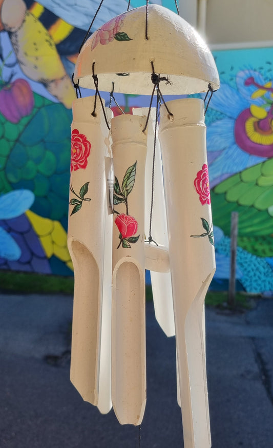 Bamboo Wind Chime with Floral Print