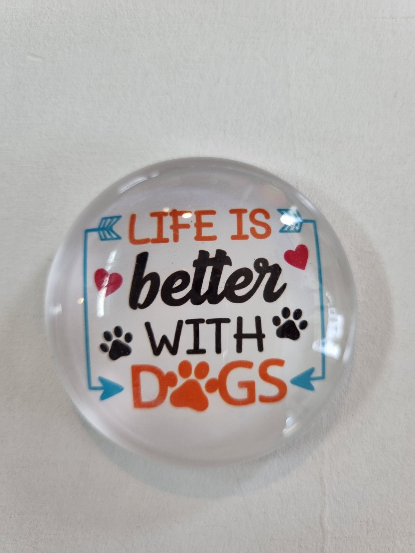 Round Glass Dog Magnet