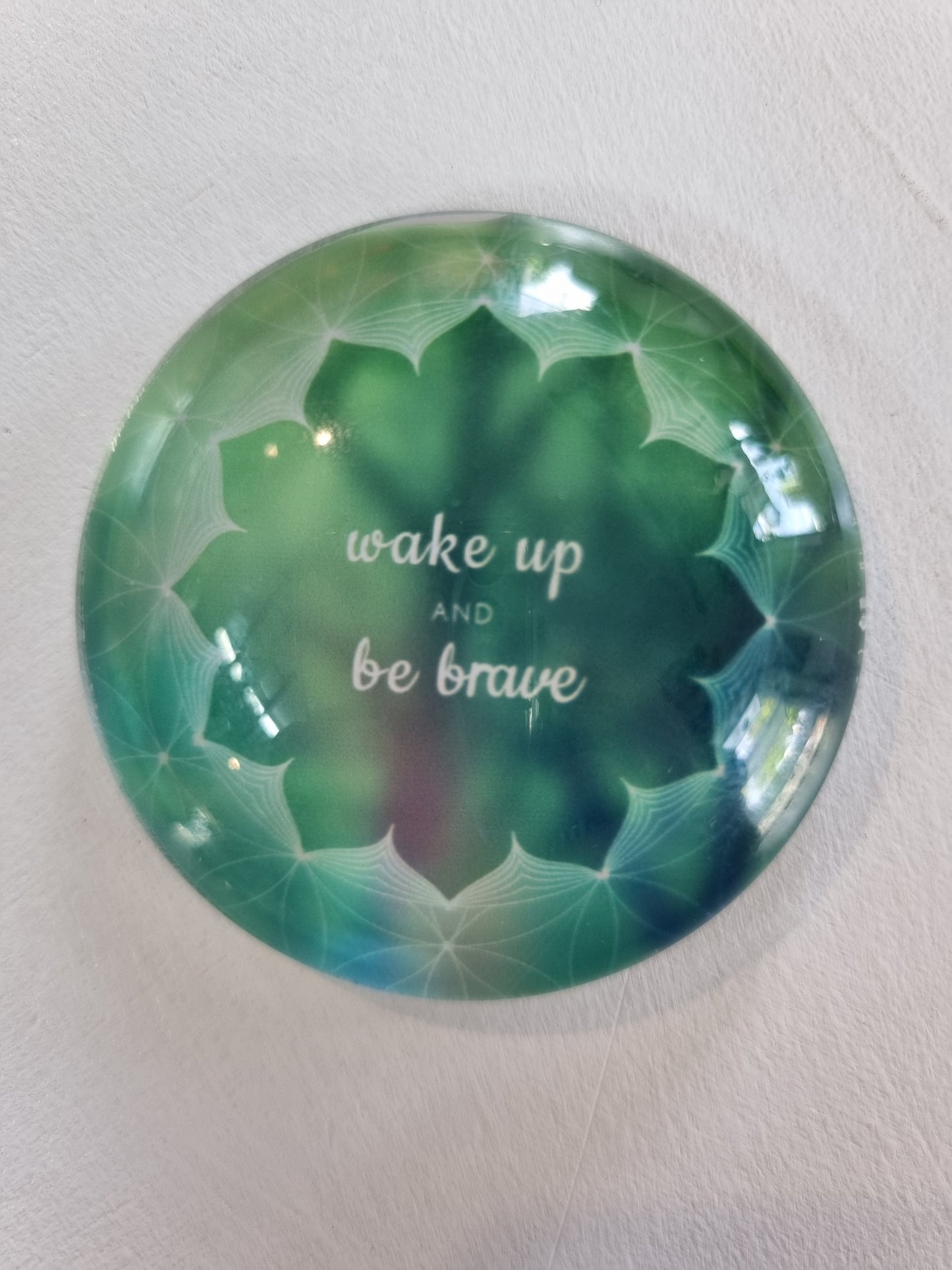 Round Glass Magnet with Inspirational Wording