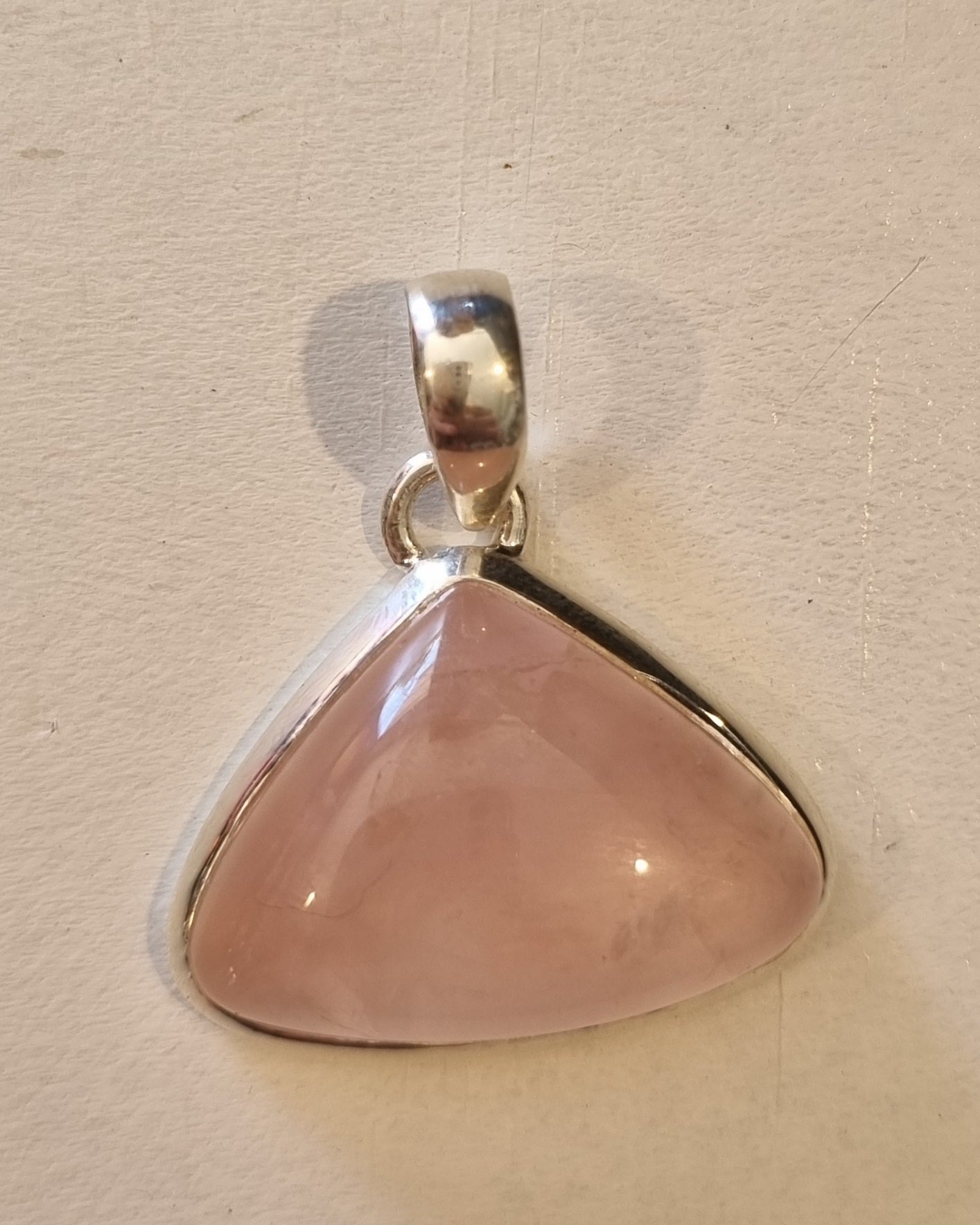 Rose Quartz Teardrop Pendant In Sterling Silver