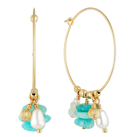 Noori Gold Amazonite Hoop Earrings