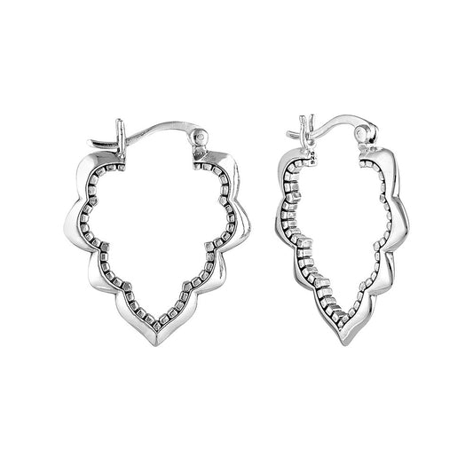 Sterling Silver Scalloped Hoop Earrings