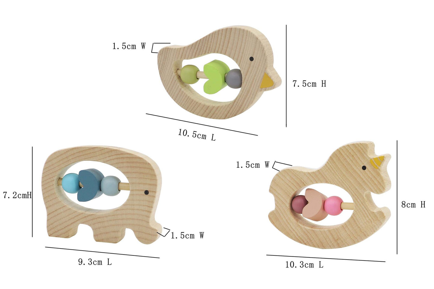 WOODEN ANIMAL RATTLE