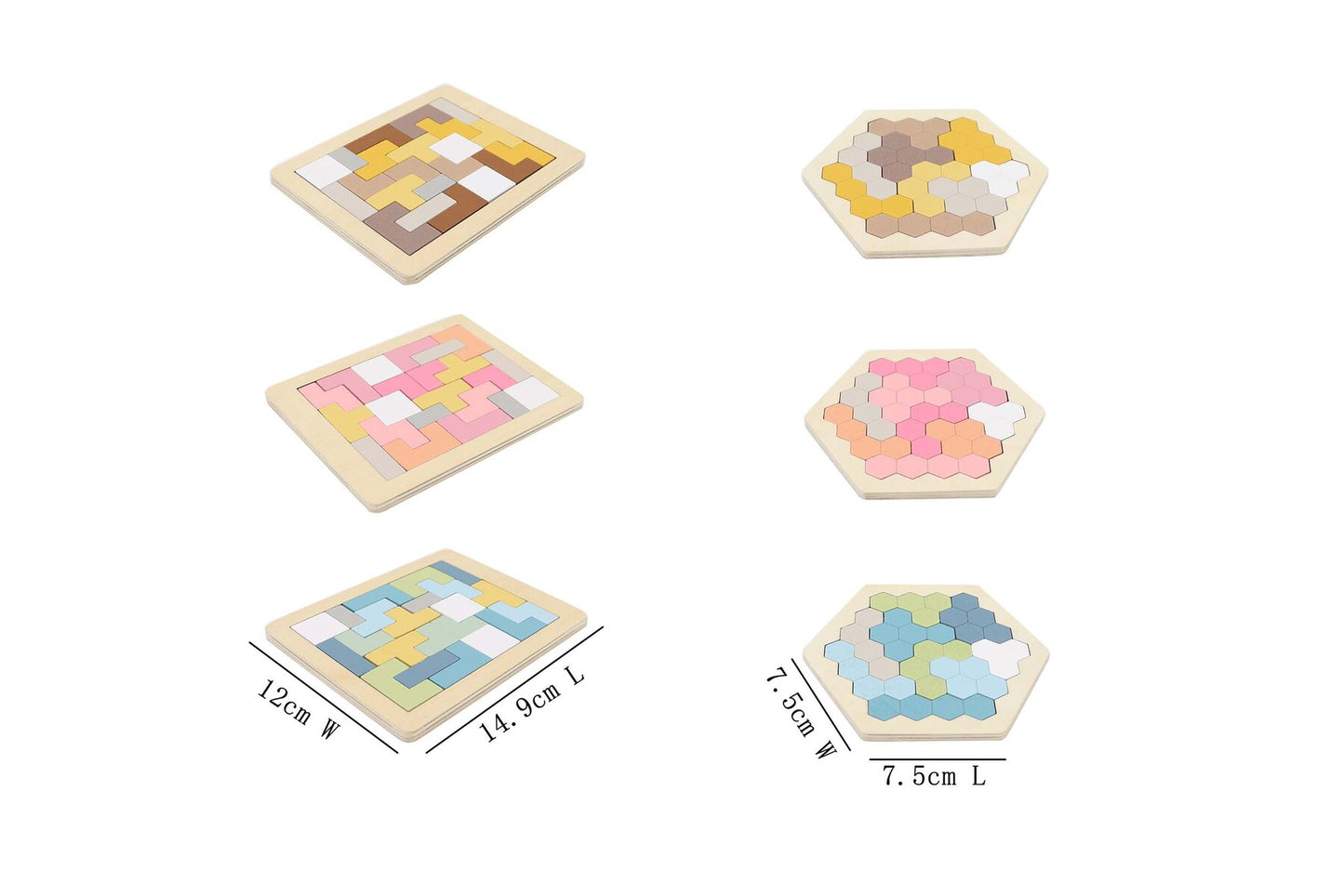 Wooden Hexagon & Pentomino Puzzles