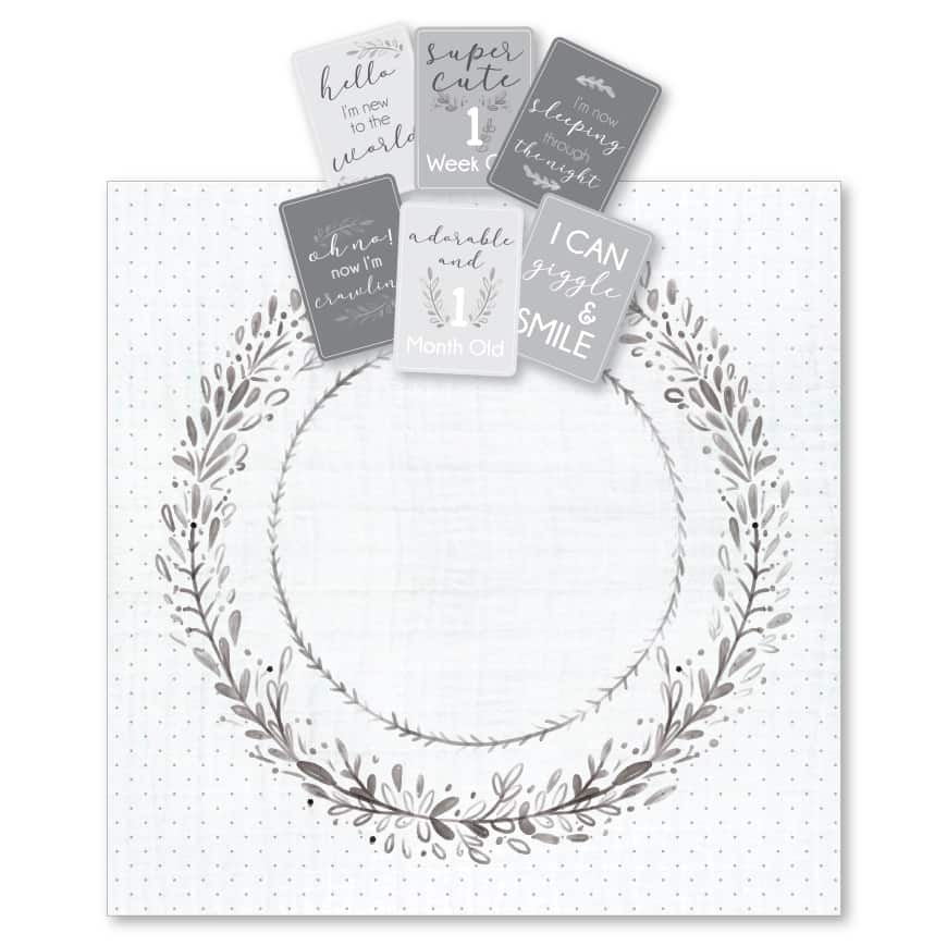 GREY WREATH MILESTONE MUSLIN SET