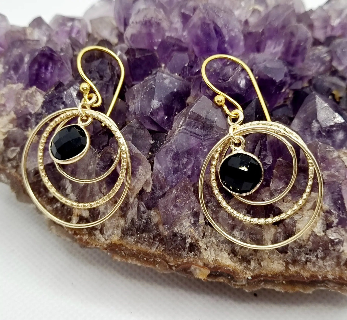 Bohemian Brass &amp; Stone Earrings