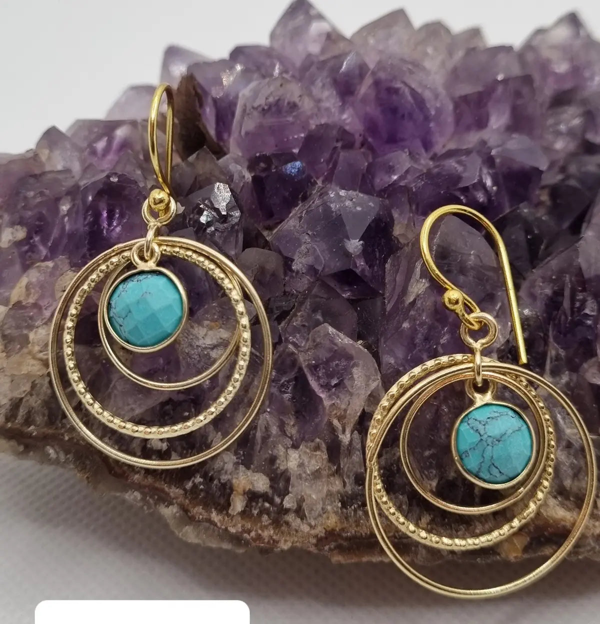 Bohemian Brass &amp; Stone Earrings