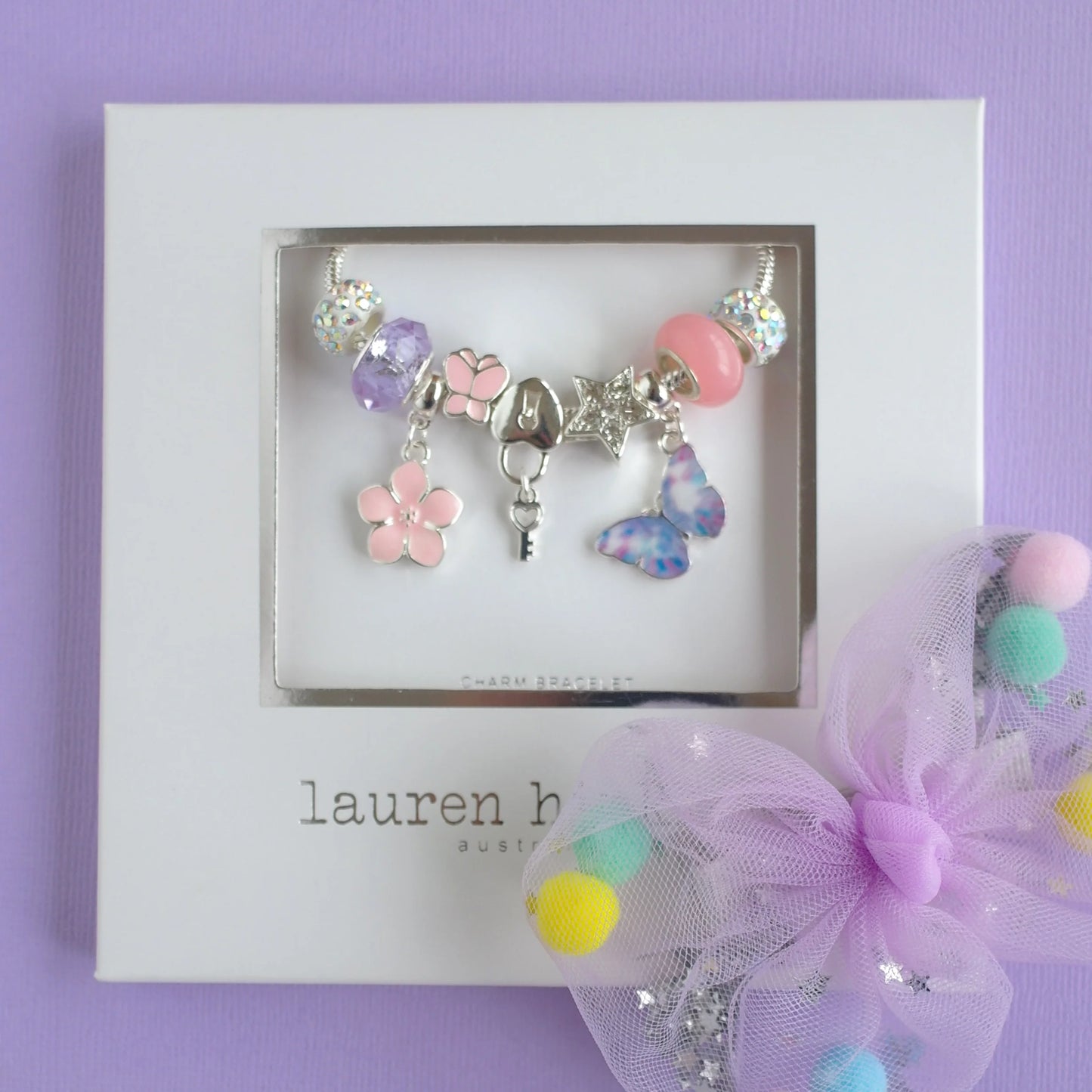 Purple Butterfly Magic Charm Bracelet