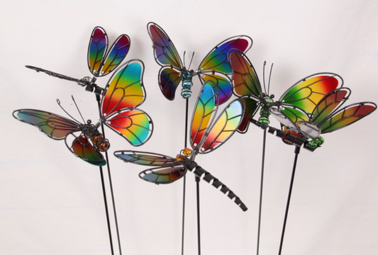 Butterfly and Dragonfly Metal Garden Stakes