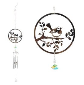 Silver Wren Chime with Crystals