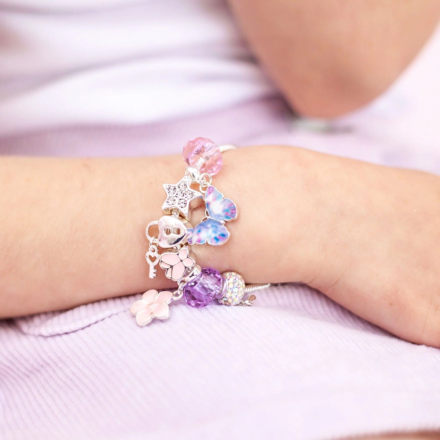 Purple Butterfly Magic Charm Bracelet