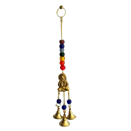 Brass Wind Chime Buddha 7 Chakra with Glass Beads