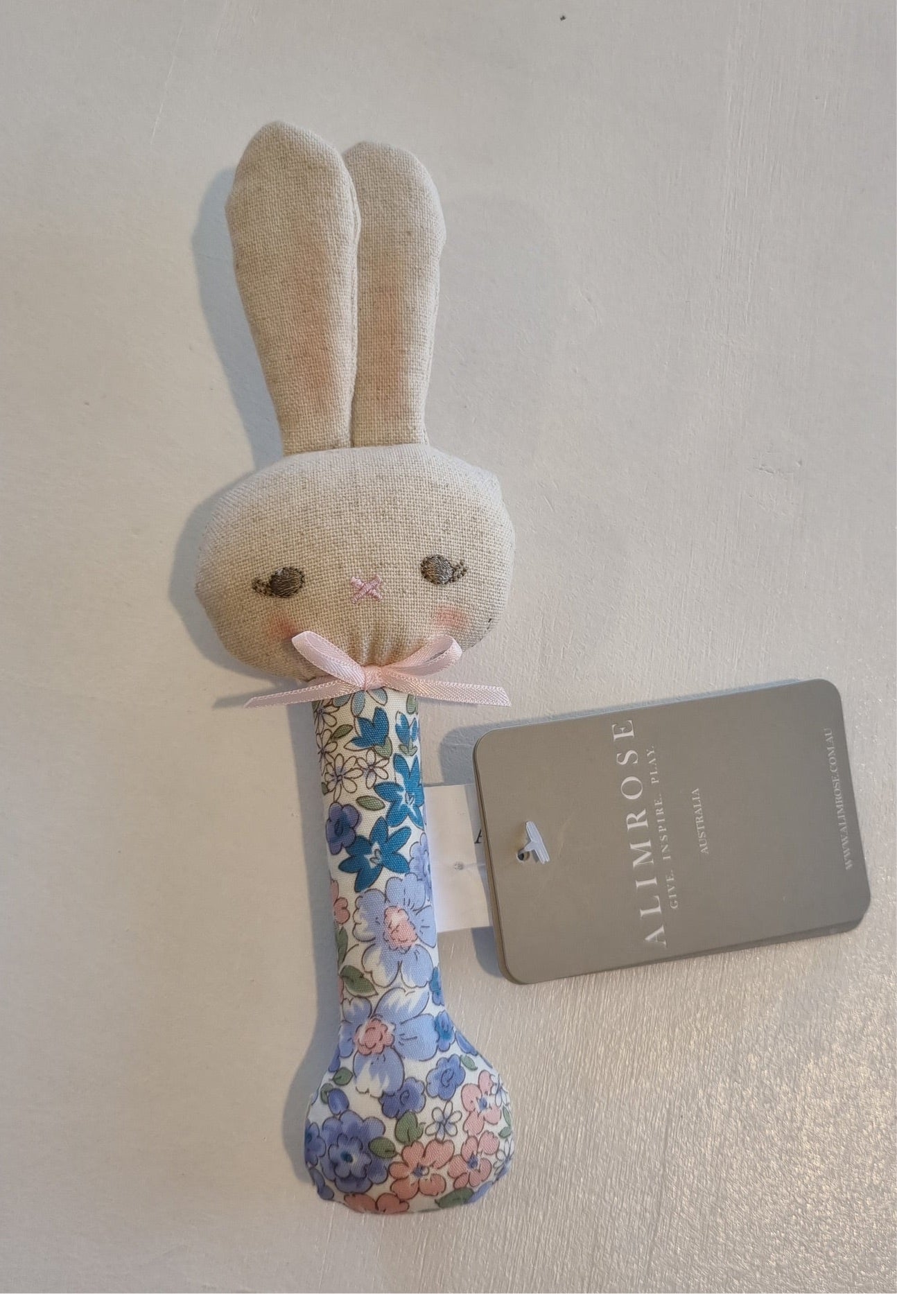 Bunny Stick Rattle Liberty Blue