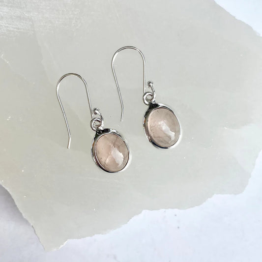 Rose Quartz Oval Earrings