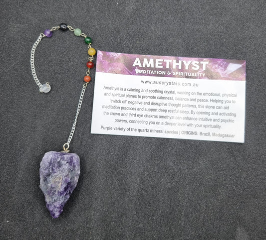 Raw Amethyst Chakra Pendulum