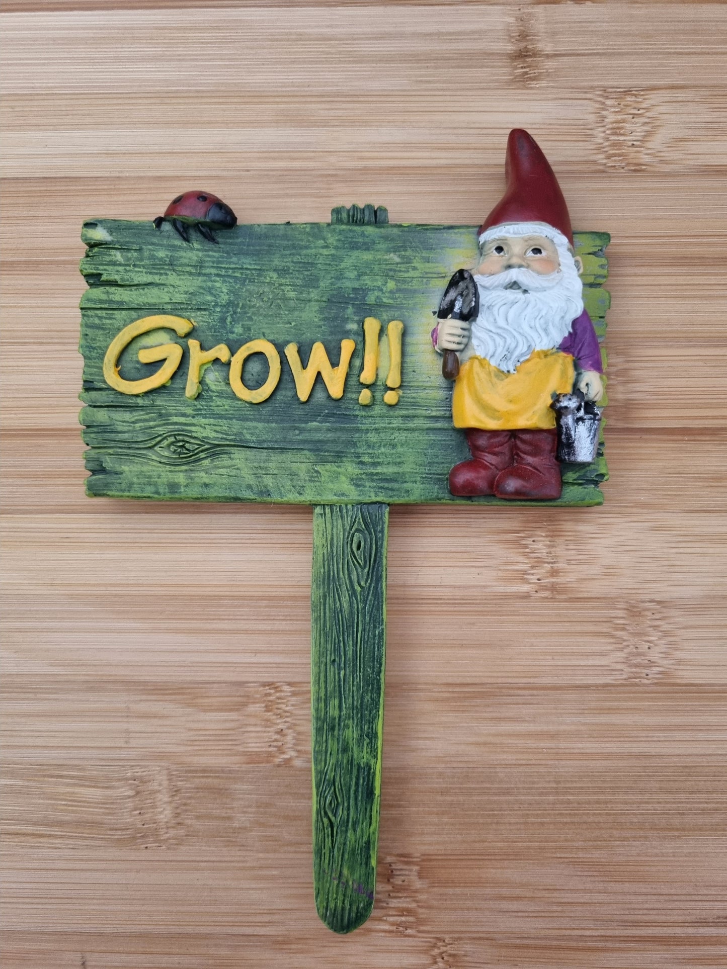 Garden Gnome Stake with Wording