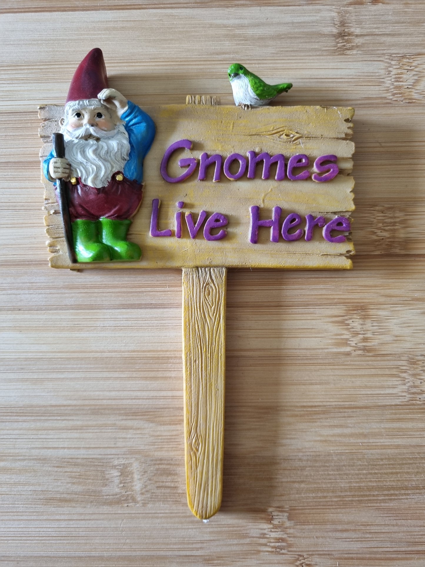 Garden Gnome Stake with Wording