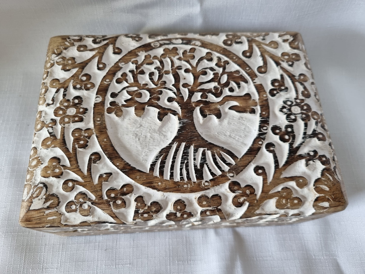 Tree of Life Carved Wood Box