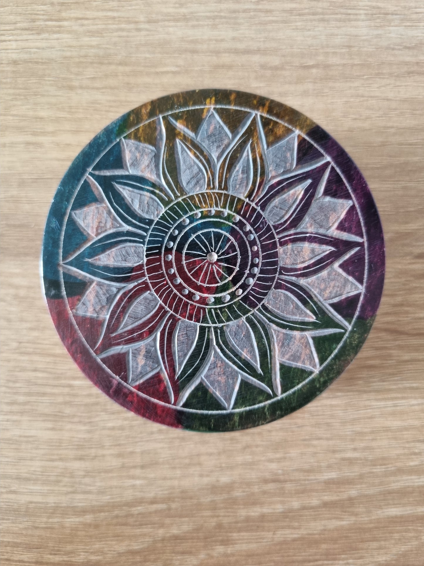 Round Mandala Soapstone Trinket Box