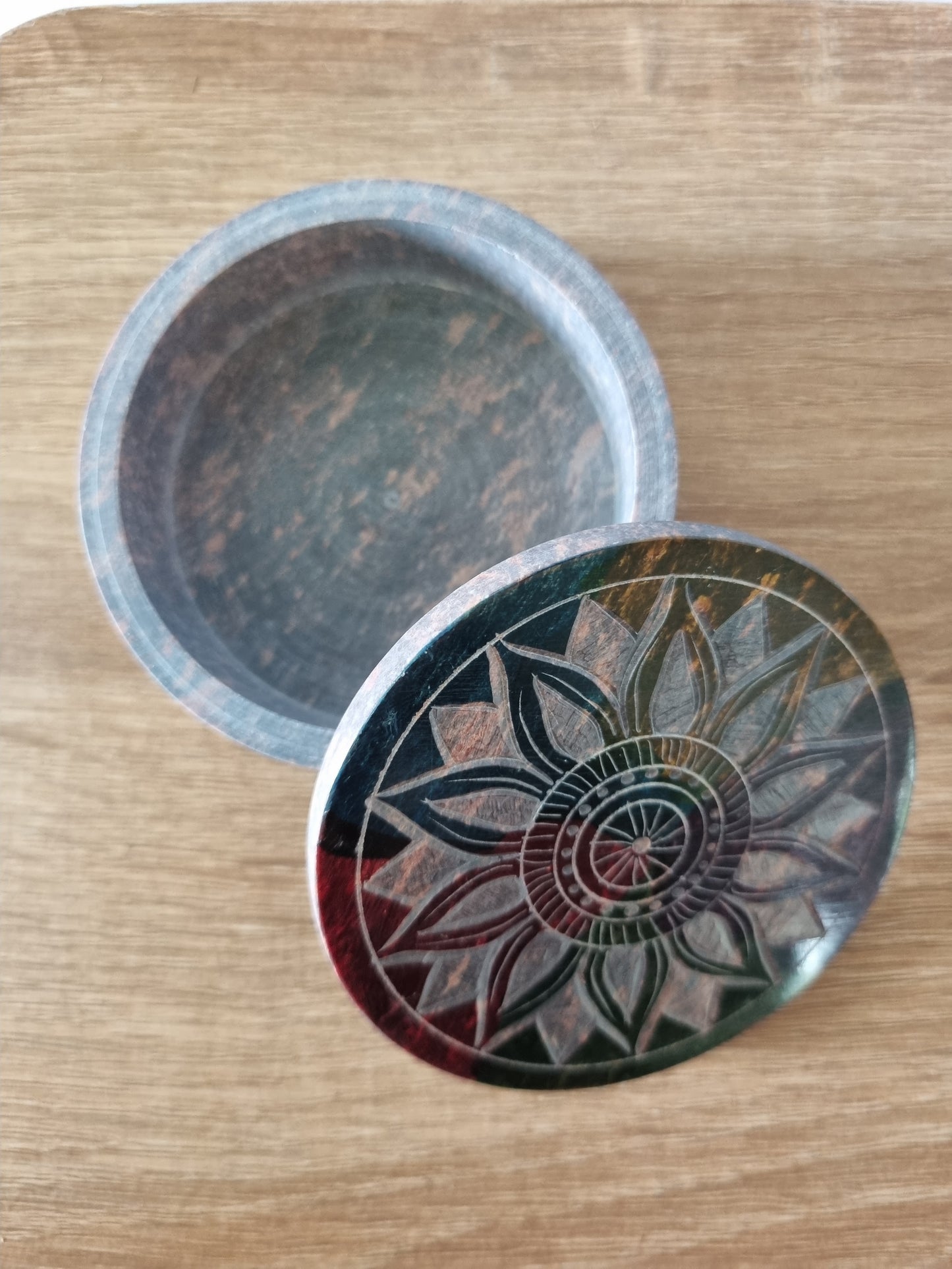 Round Mandala Soapstone Trinket Box