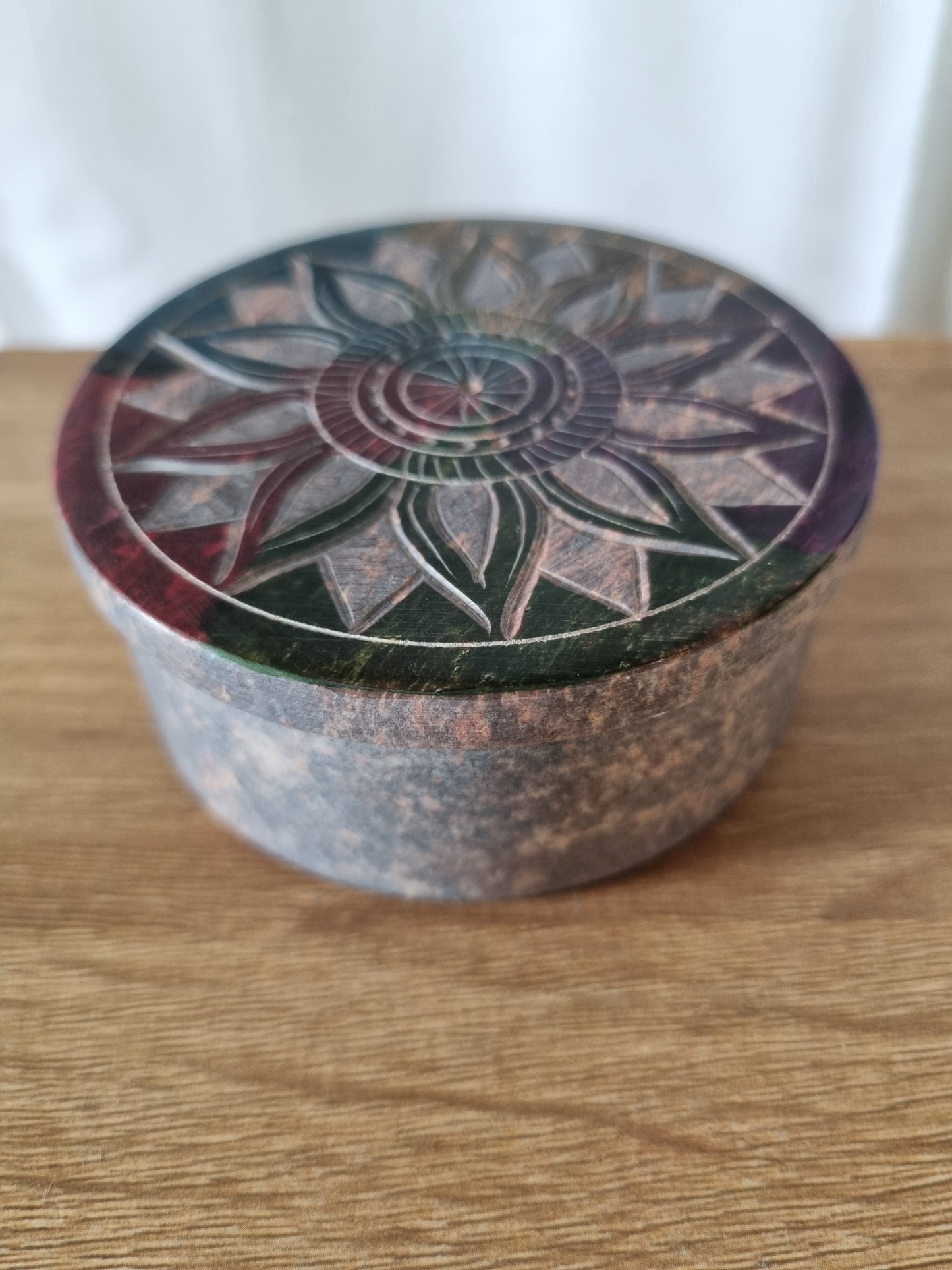 Round Mandala Soapstone Trinket Box