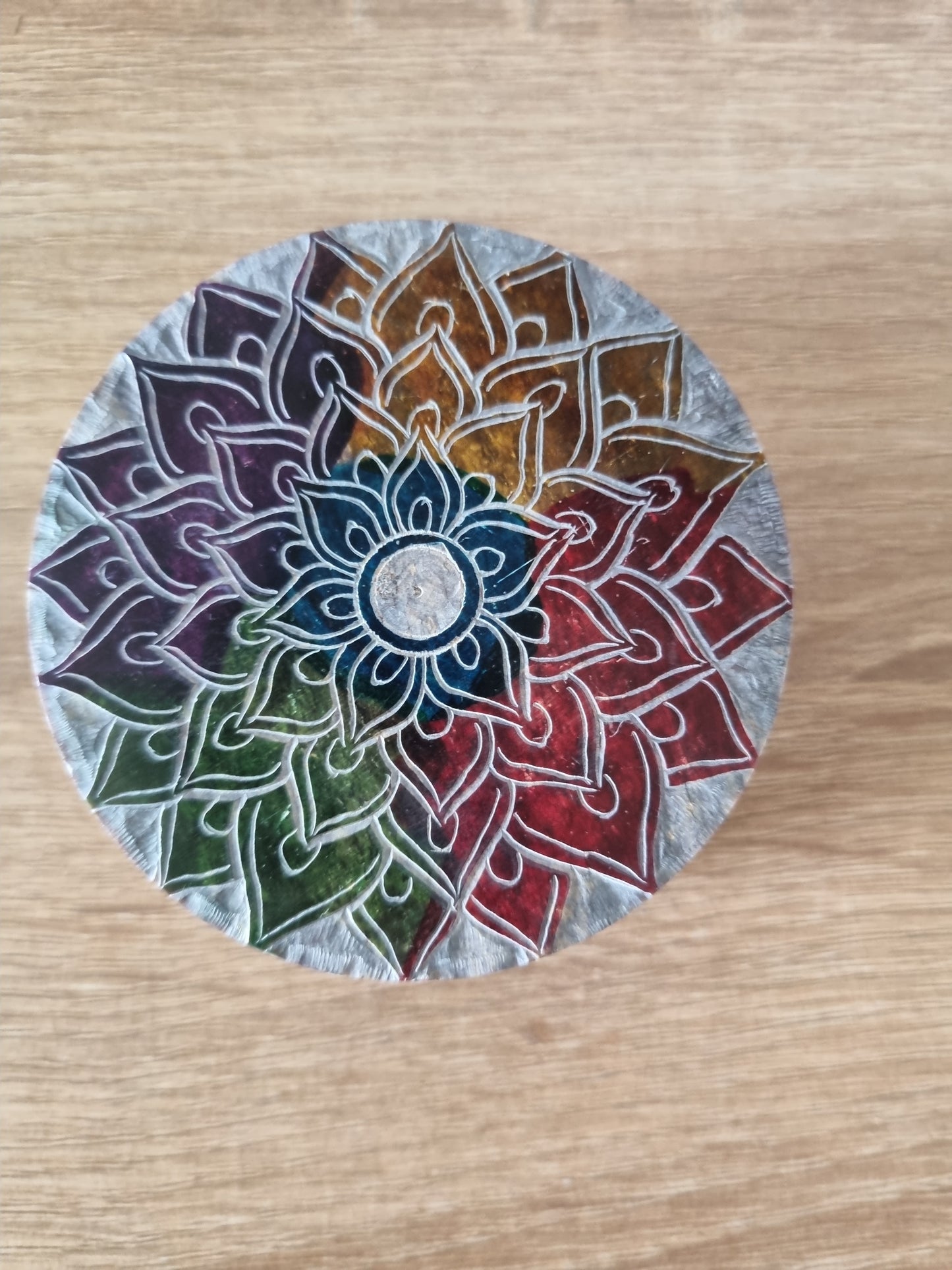 Round Mandala Soapstone Trinket Box