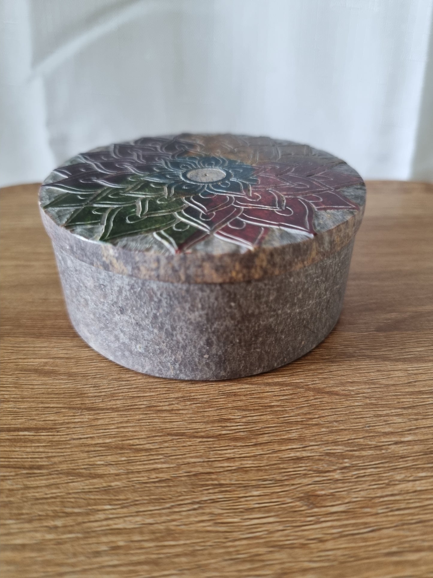 Round Mandala Soapstone Trinket Box