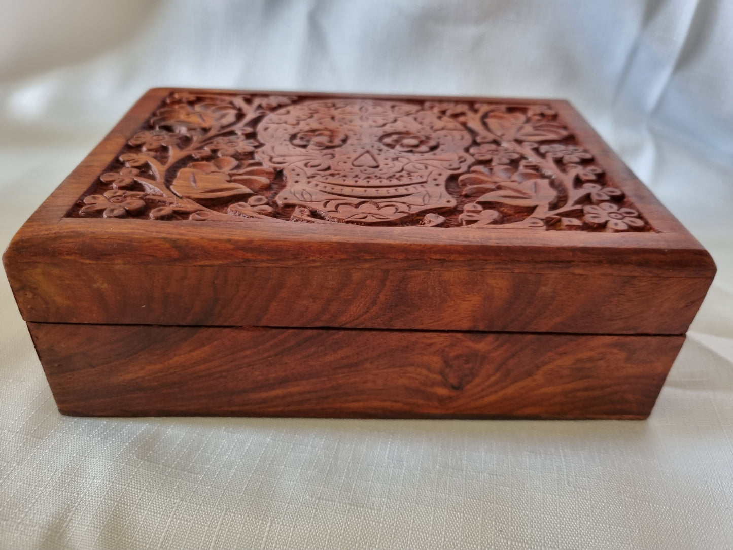 Candy Skull Carved Wood Box