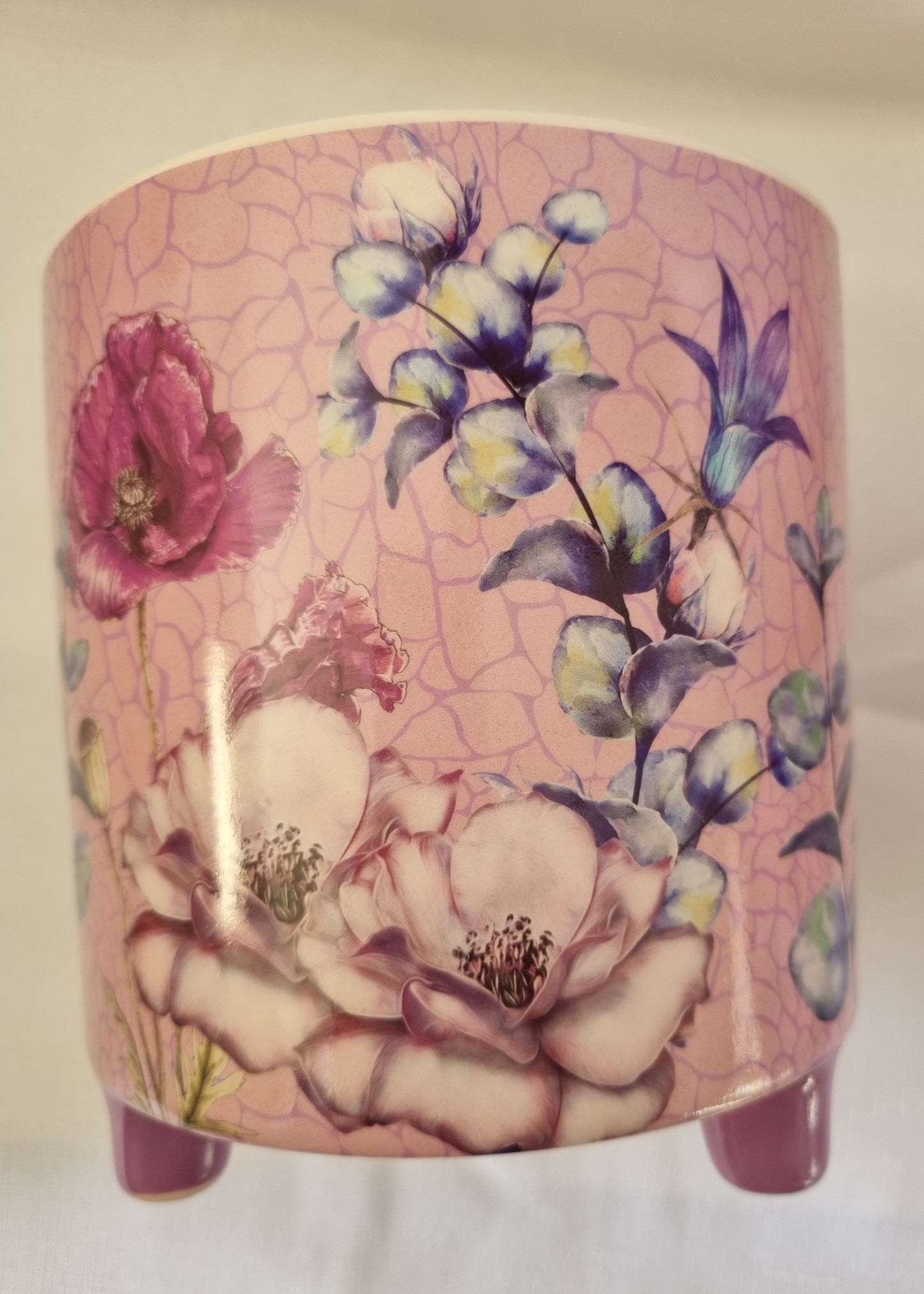 Round Pink Pot with Floral