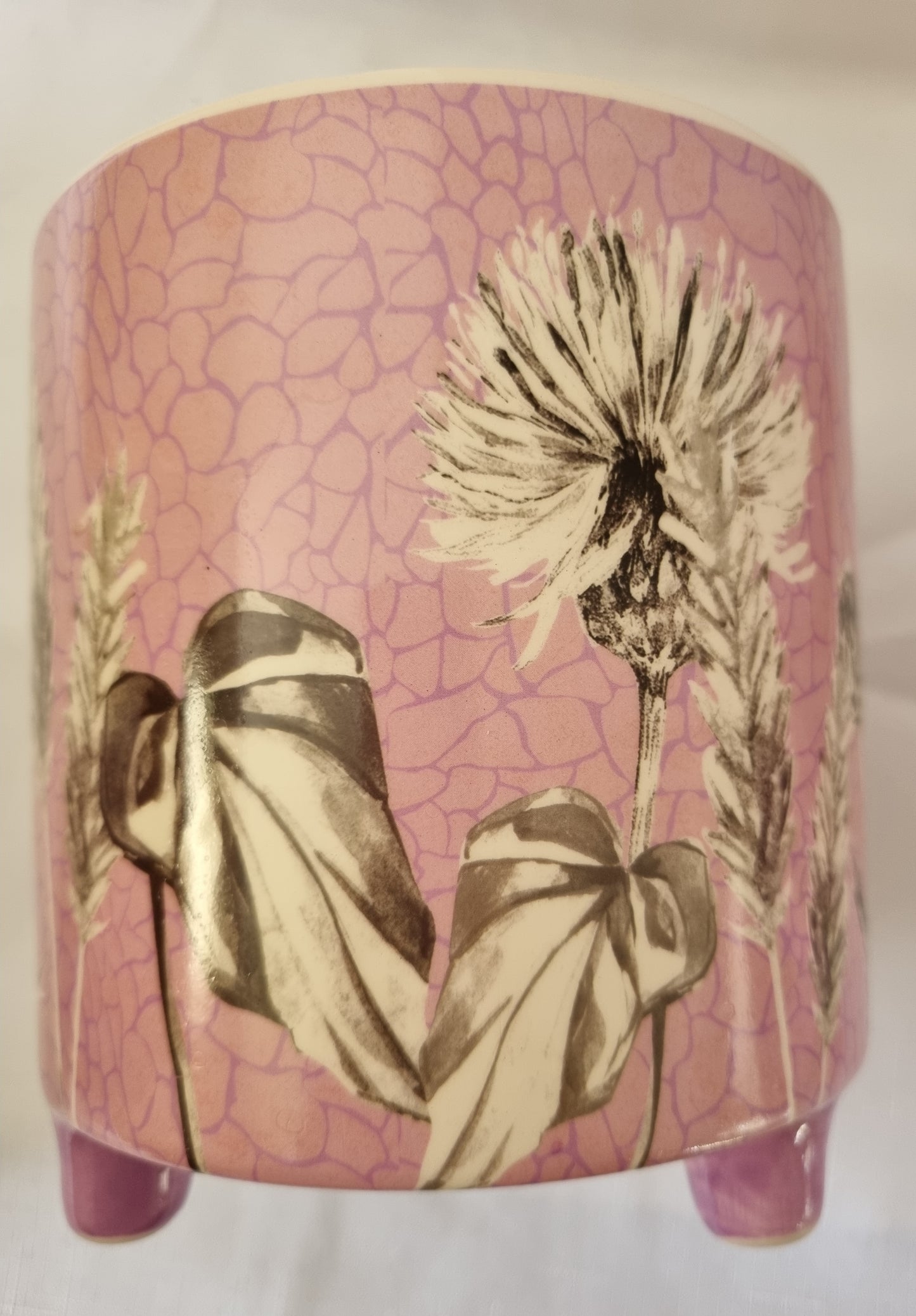 Round Pink Pot with Floral