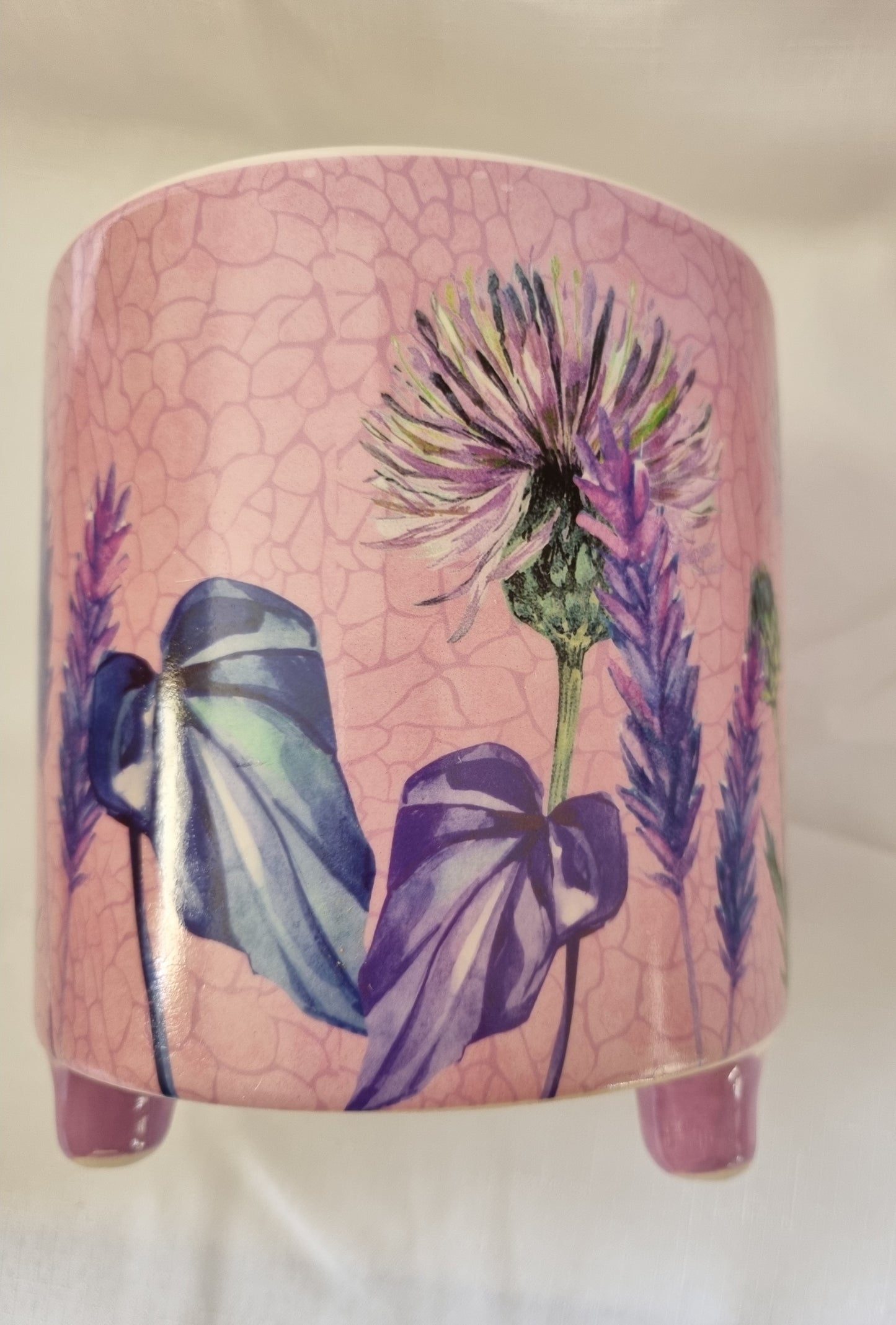 Round Pink Pot with Floral