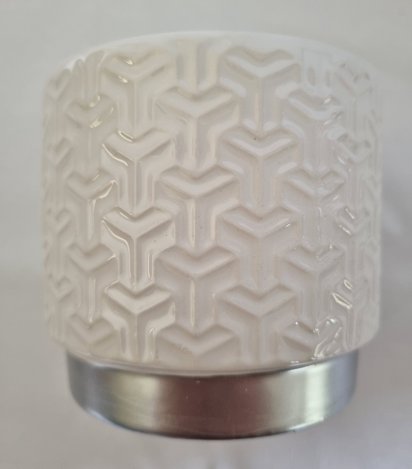 White Pot With Silver Trim