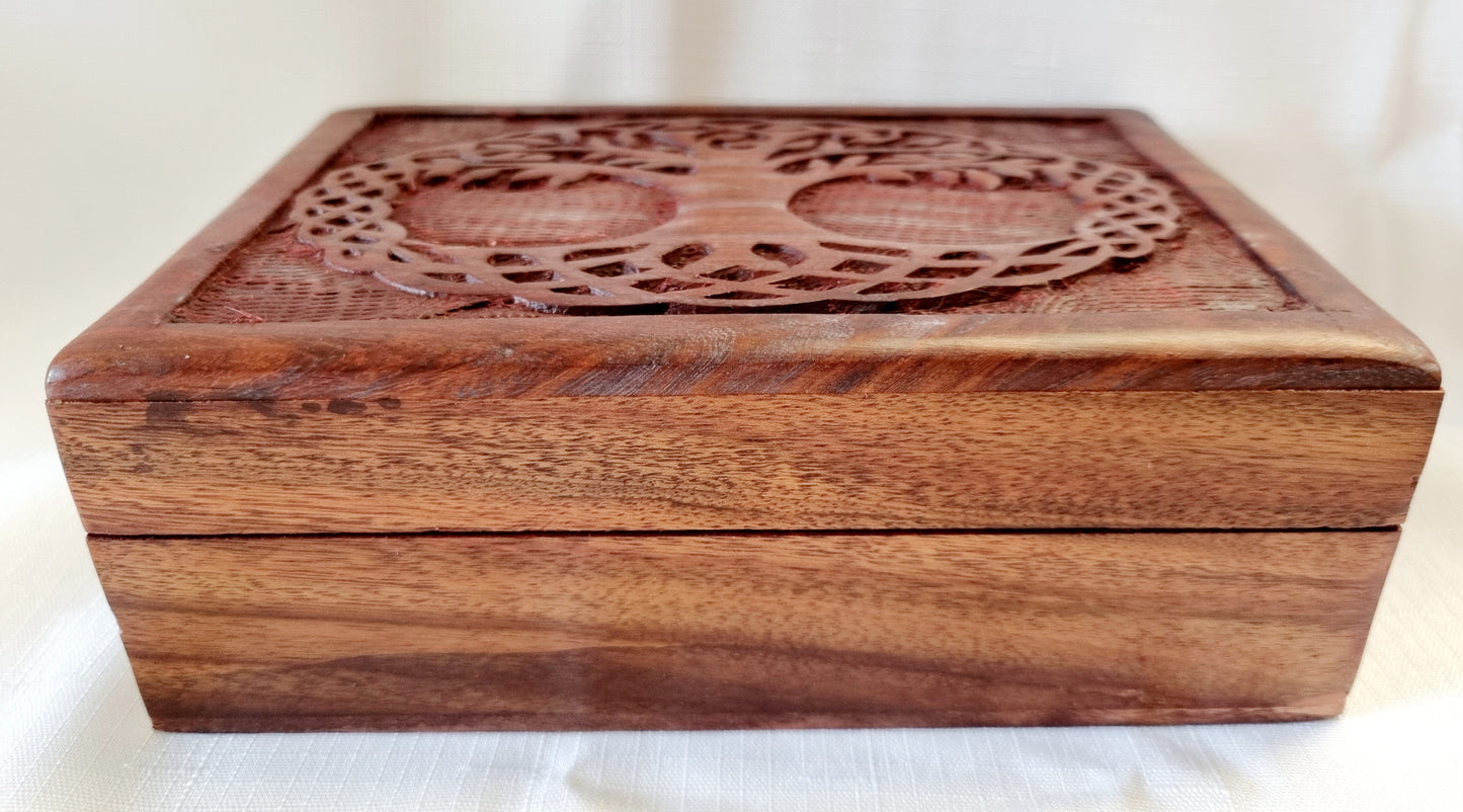 Tree of Life Carved Wood Box