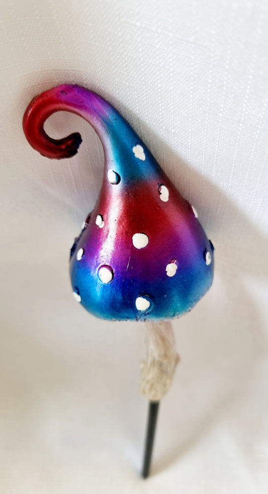 Metallic Mushroom with Swirl Stake